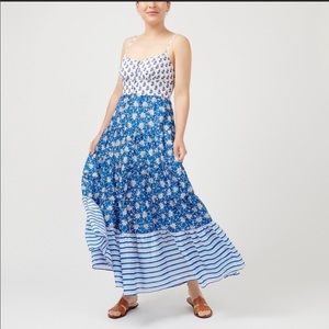 J Crew Maxi Dress Button Front Mixed Floral Print